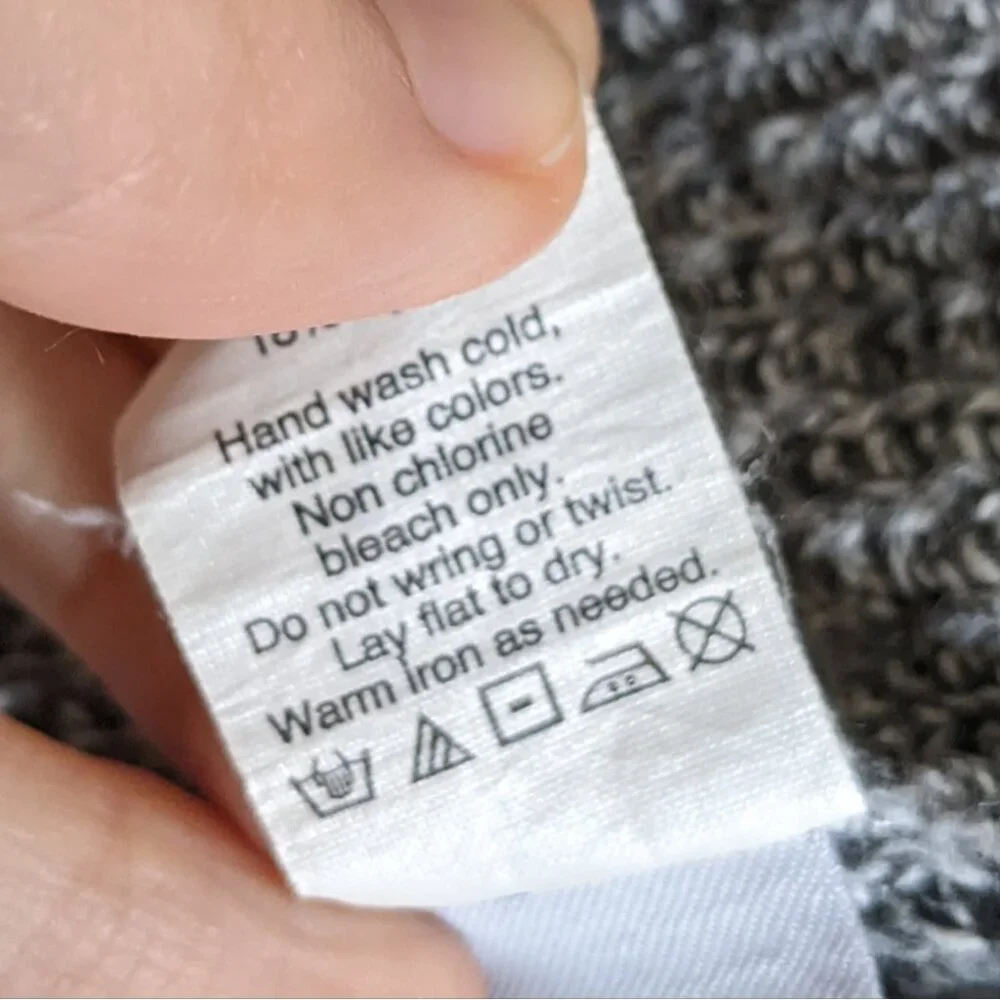 Madewell Oceanside Sweater Gray Knit Vneck High Low Hem Sz XS